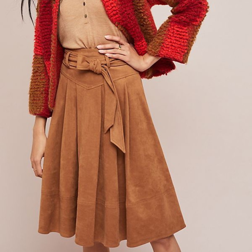 Anthropologie suede midi skirt